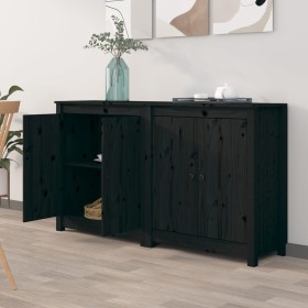 Aparador 2 uds de madera maciza de pino negro 70x35x80 cm de vidaXL, Aparadores - Ref: Foro24-3114068, Precio: 192,68 €, Desc...