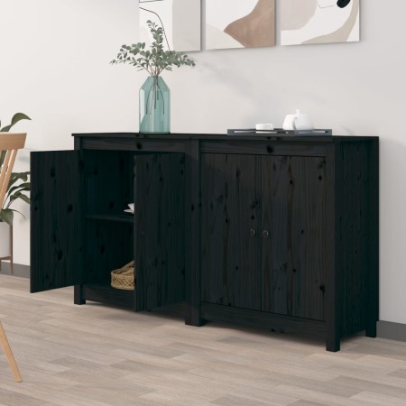 Sideboard 2 Einheiten aus massivem schwarzem Kiefernholz 70x35x80 cm von vidaXL, Sideboards - Ref: Foro24-3114068, Preis: 192...