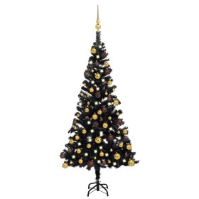 Árbol de Navidad preiluminado con luces y bolas negro 120 cm de vidaXL, Arboles de navidad - Ref: Foro24-3077502, Precio: 49,...