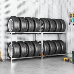 Tire shelves 2 levels 2 units steel 110x40x110 cm by vidaXL, Industrial shelving - Ref: Foro24-152892, Price: 71,38 €, Discou...