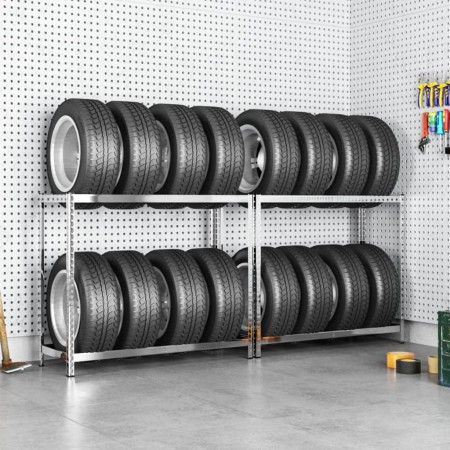 Tire shelves 2 levels 2 units steel 110x40x110 cm by vidaXL, Industrial shelving - Ref: Foro24-152892, Price: 71,20 €, Discou...