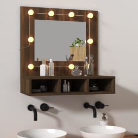 Mueble con espejo y LED marrón roble 60x31,5x62 cm de vidaXL, Tocadores de baño - Ref: Foro24-820456, Precio: 44,99 €, Descue...