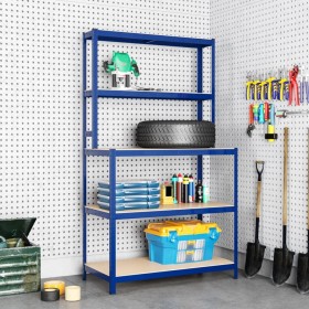 Work table with shelves 5 levels wood and blue steel by vidaXL, Industrial shelving - Ref: Foro24-152876, Price: 64,99 €, Dis...