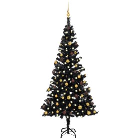 Beleuchteter Weihnachtsbaum mit Lichtern und Kugeln schwarz 150 cm von vidaXL, Weihnachtsbäume - Ref: Foro24-3077503, Preis: ...