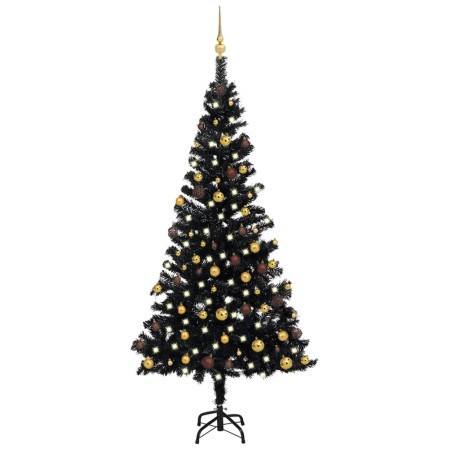 Beleuchteter Weihnachtsbaum mit Lichtern und Kugeln schwarz 150 cm von vidaXL, Weihnachtsbäume - Ref: Foro24-3077503, Preis: ...