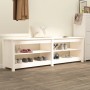 Banco zapatero de madera maciza de pino blanco 160x36,5x50 cm de vidaXL, Zapateros y organizadores de calzado - Ref: Foro24-8...