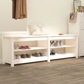 Banco zapatero de madera maciza de pino blanco 160x36,5x50 cm de vidaXL, Zapateros y organizadores de calzado - Ref: Foro24-8...