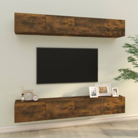 Muebles de TV 4 piezas roble ahumado 100x30x30 cm de vidaXL, Muebles TV - Ref: Foro24-3114195, Precio: 201,11 €, Descuento: %