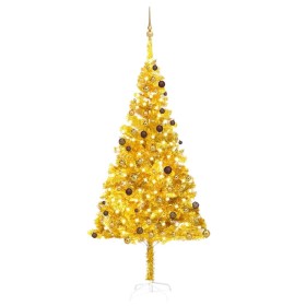 Árbol de Navidad preiluminado con luces y bolas dorado 240 cm de vidaXL, Arboles de navidad - Ref: Foro24-3077521, Precio: 12...