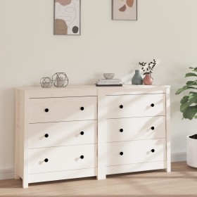 Solid white pine wood sideboard 140x35x80 cm by vidaXL, Sideboards - Ref: Foro24-3114080, Price: 220,62 €, Discount: %