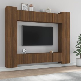 TV furniture set 8 pieces brown oak plywood by vidaXL, TV Furniture - Ref: Foro24-3114237, Price: 389,99 €, Discount: %