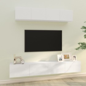 TV furniture set 4 pieces glossy white plywood by vidaXL, TV Furniture - Ref: Foro24-3114538, Price: 184,99 €, Discount: %