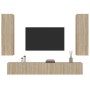 TV furniture set 4 pieces Sonoma oak plywood by vidaXL, TV Furniture - Ref: Foro24-3114208, Price: 200,13 €, Discount: %