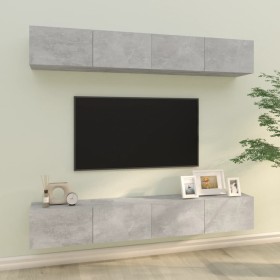 Muebles de TV 4 piezas gris hormigón 100x30x30 cm de vidaXL, Muebles TV - Ref: Foro24-3114193, Precio: 203,34 €, Descuento: %