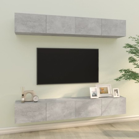 TV-Möbel 4-teilig betongrau 100x30x30 cm von vidaXL, TV-Möbel - Ref: Foro24-3114193, Preis: 203,72 €, Rabatt: %