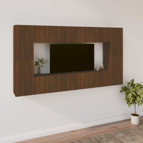 TV furniture set 8 pieces brown oak plywood by vidaXL, TV Furniture - Ref: Foro24-3114293, Price: 259,92 €, Discount: %