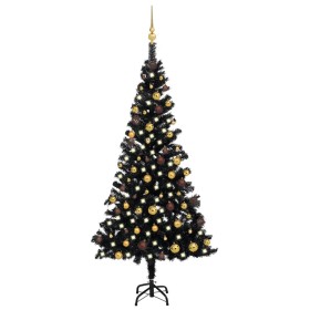 Árbol de Navidad preiluminado con luces y bolas negro 180 cm de vidaXL, Arboles de navidad - Ref: Foro24-3077504, Precio: 59,...