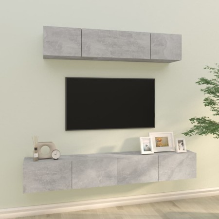 TV-Möbelset 4-teilig betongraues Sperrholz von vidaXL, TV-Möbel - Ref: Foro24-3114529, Preis: 132,85 €, Rabatt: %