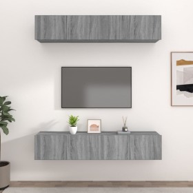 TV furniture 4 units gray Sonoma plywood 80x30x30 cm by vidaXL, TV Furniture - Ref: Foro24-3114188, Price: 142,86 €, Discount: %