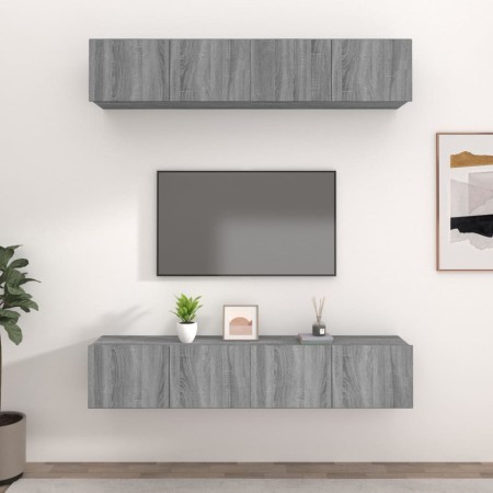 Muebles TV 4 uds madera contrachapada gris Sonoma 80x30x30 cm de vidaXL, Muebles TV - Ref: Foro24-3114188, Precio: 141,99 €, ...