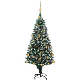 Eisiger Weihnachtsbaum mit Lichtern, Kugeln und Zapfen 150 cm von vidaXL, Weihnachtsbäume - Ref: Foro24-3077530, Preis: 95,93...