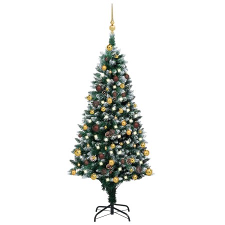 Eisiger Weihnachtsbaum mit Lichtern, Kugeln und Zapfen 150 cm von vidaXL, Weihnachtsbäume - Ref: Foro24-3077530, Preis: 99,22...