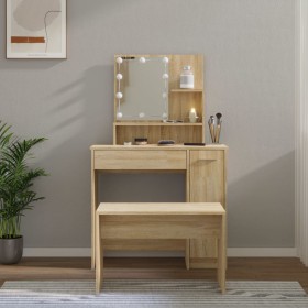 Sonoma Oak Plywood LED Vanity Set by vidaXL, Bedroom Dressers - Ref: Foro24-3114117, Price: 130,66 €, Discount: %