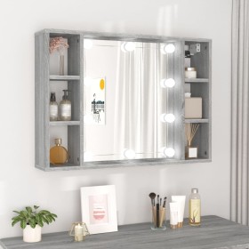 Mueble con espejo y LED color gris Sonoma 76x15x55 cm de vidaXL, Tocadores de baño - Ref: Foro24-820446, Precio: 59,01 €, Des...