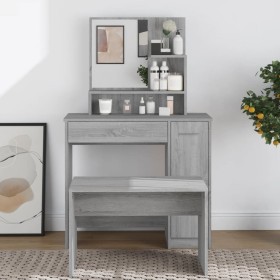 Sonoma gray dressing table with mirror 86.5x35x136 cm by vidaXL, Bedroom Dressers - Ref: Foro24-820494, Price: 94,16 €, Disco...