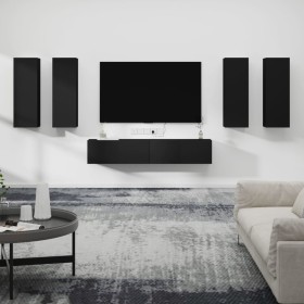 TV furniture set, 6 pieces, black plywood by vidaXL, TV Furniture - Ref: Foro24-3114343, Price: 244,26 €, Discount: %