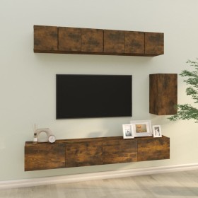 TV furniture set 6 pieces smoked oak plywood by vidaXL, TV Furniture - Ref: Foro24-3114619, Price: 234,78 €, Discount: %