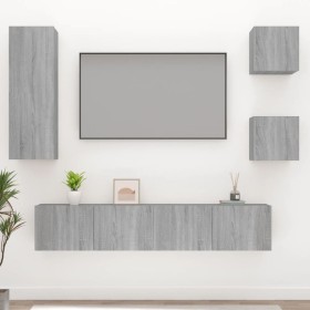 TV furniture set 5 pieces Sonoma gray plywood by vidaXL, TV Furniture - Ref: Foro24-3114444, Price: 158,41 €, Discount: %