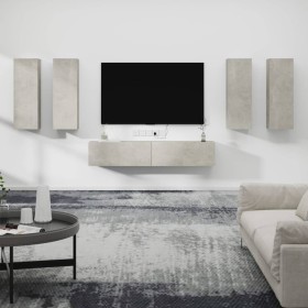 TV furniture set 6 pieces concrete gray plywood by vidaXL, TV Furniture - Ref: Foro24-3114345, Price: 247,99 €, Discount: %