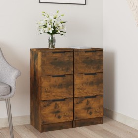 Sideboards 2 Stück Räuchereiche Sperrholz 30x30x70 cm von vidaXL, Sideboards - Ref: Foro24-817013, Preis: 93,52 €, Rabatt: %