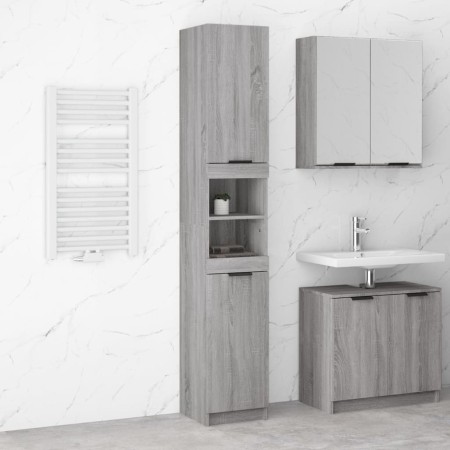 Gray Sonoma plywood bathroom cabinet 32x34x188.5 cm by vidaXL, Lockers and storage cabinets - Ref: Foro24-817070, Price: 100,...