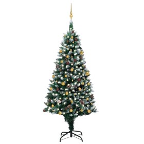 Mattierter Weihnachtsbaum mit Lichtern, Kugeln und Tannenzapfen 240 cm von vidaXL, Weihnachtsbäume - Ref: Foro24-3077533, Pre...