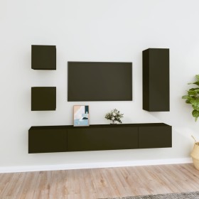 5-piece TV furniture set made of black plywood by vidaXL, TV Furniture - Ref: Foro24-3114439, Price: 171,99 €, Discount: %