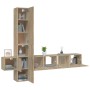 TV furniture set 5 pieces Sonoma oak plywood by vidaXL, TV Furniture - Ref: Foro24-3114248, Price: 166,69 €, Discount: %