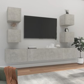 TV-Möbelset 6-teilig Sperrholz grau Beton von vidaXL, TV-Möbel - Ref: Foro24-3114265, Preis: 180,27 €, Rabatt: %