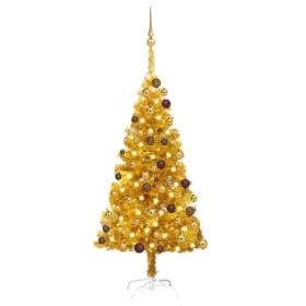 Árbol de Navidad preiluminado con luces y bolas dorado 120 cm de vidaXL, Arboles de navidad - Ref: Foro24-3077517, Precio: 56...