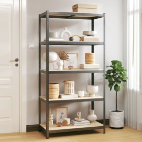 Sturdy shelving 5 levels plywood gray steel by vidaXL, Industrial shelving - Ref: Foro24-152879, Price: 72,99 €, Discount: %