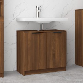 Brown oak plywood bathroom cabinet 64.5x33.5x59 cm by vidaXL, Lockers and storage cabinets - Ref: Foro24-817065, Price: 57,05...