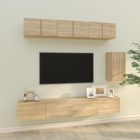 Set de muebles para TV 6 pzas madera contrachapada roble sonoma de vidaXL, Muebles TV - Ref: Foro24-3114616, Precio: 230,99 €...