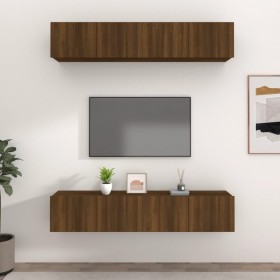 Muebles TV 4 uds madera contrachapada marrón roble 80x30x30 cm de vidaXL, Muebles TV - Ref: Foro24-3114189, Precio: 181,54 €,...