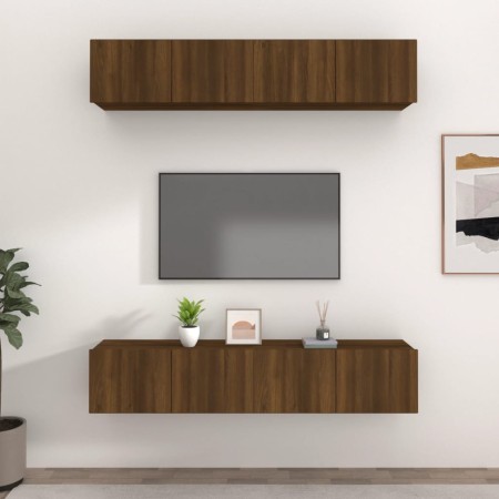 TV furniture set, 4 units, brown oak plywood, 80x30x30 cm by vidaXL, TV Furniture - Ref: Foro24-3114189, Price: 181,54 €, Dis...