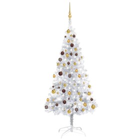 Árbol de Navidad preiluminado con luces y bolas plateado 180 cm de vidaXL, Arboles de navidad - Ref: Foro24-3077524, Precio: ...