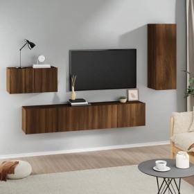 TV furniture set, 4 pieces, brown oak plywood by vidaXL, TV Furniture - Ref: Foro24-3114341, Price: 160,99 €, Discount: %