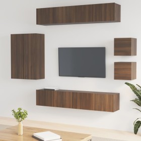 TV furniture set, 8 pieces, brown oak plywood by vidaXL, TV Furniture - Ref: Foro24-3114493, Price: 289,99 €, Discount: %