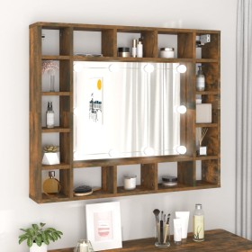 Furniture with smoked oak mirror and LED lights 91x15x76.5 cm by vidaXL, bathroom vanities - Ref: Foro24-820448, Price: 79,21...