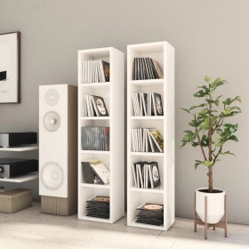 CD shelf 2 units, white glossy plywood, 21x16x93.5 cm by vidaXL, CD and DVD storage - Ref: Foro24-802702, Price: 41,27 €, Dis...